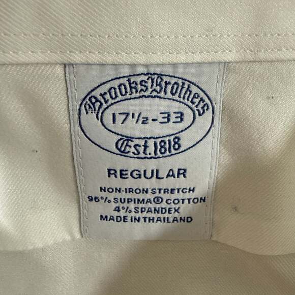 Brooks Brothers Regular Fit Non-Iron Supima Cotton Dress Shirt - Size 17.5-33 - Picture 6 of 9